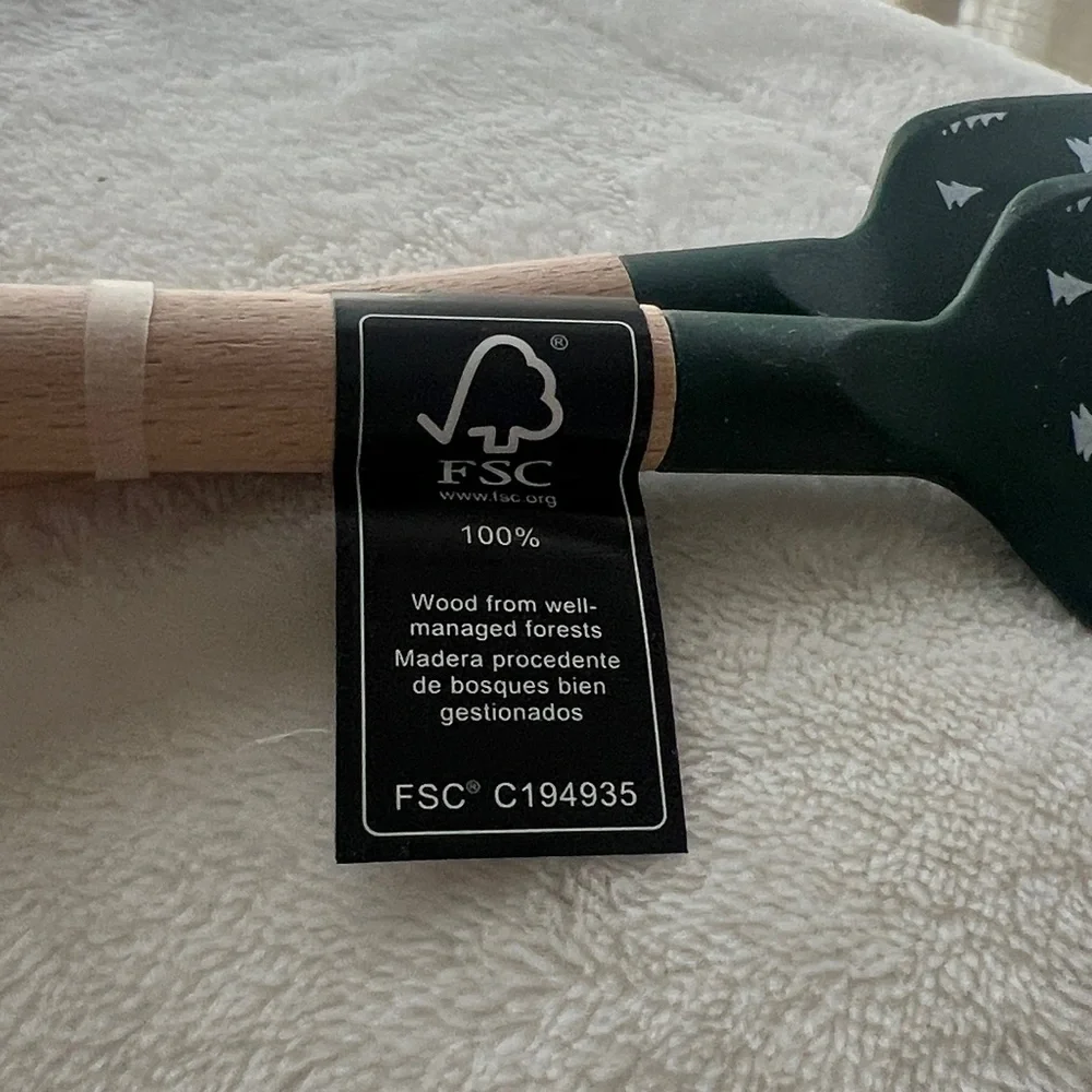 Crate & Barrel Green Trees Silicone and Wood Mini Spatulas, Set of 2